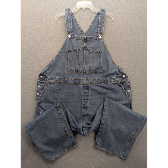 Old Navy Overalls Womens 26 Blue Denim Bib Carpenter Pockets 100% Cotton - Picture 1 of 16